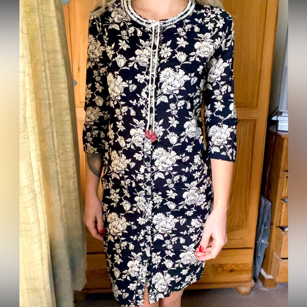 ANTHROPOLOGIE Maison Scotch Tunic Dress Tassel Beaded Embellished Floral Boho 4